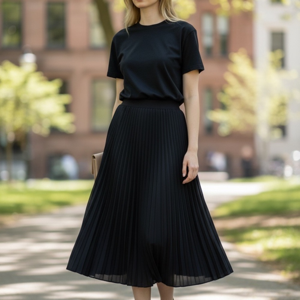 Elegant Black Pleated Skirt